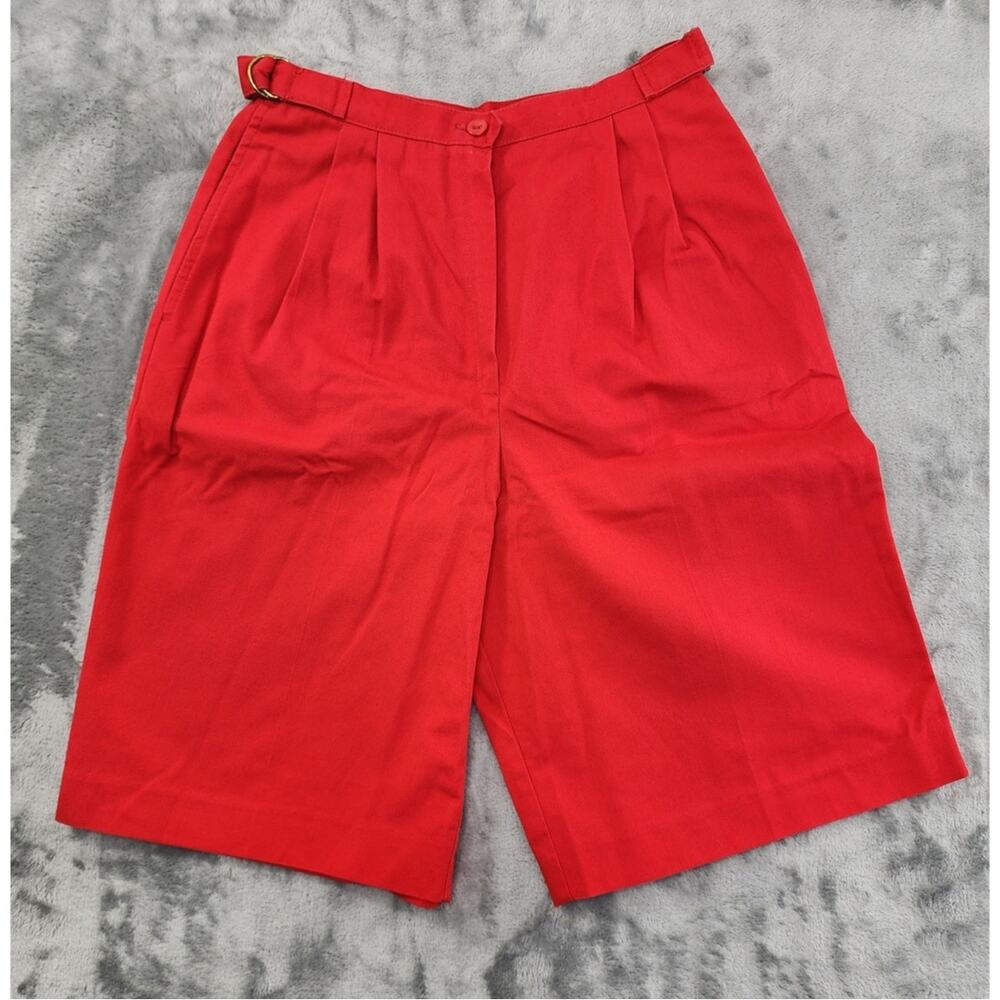 Vintage Personal‎ Shorts Womens XS Red High Rise Pleated Buckle Waist Preppy